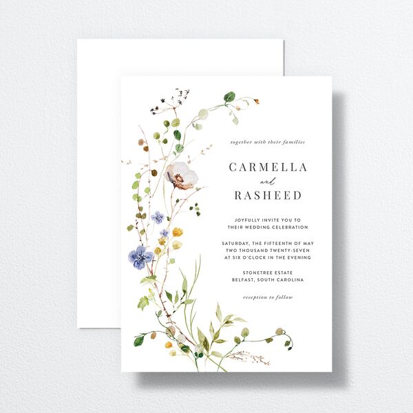 Delicate Wildflower Wedding Invitations Pure White Signature No Standard