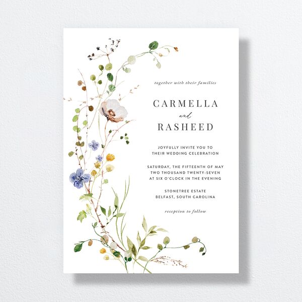 Delicate Wildflower Wedding Invitations Pure White Signature No Standard
