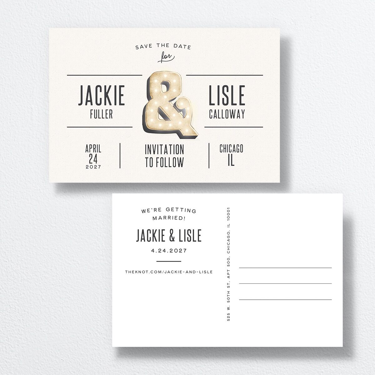 Industrial Marquee Save The Date Postcards  Charcoal