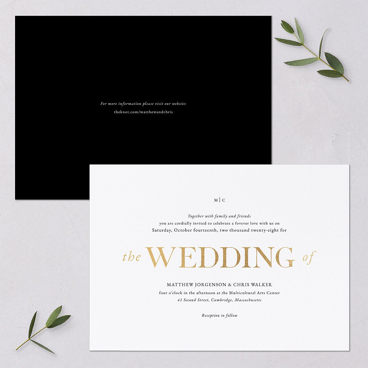Classically Stated Wedding Invitations Pure White Gold No Signature Blank
