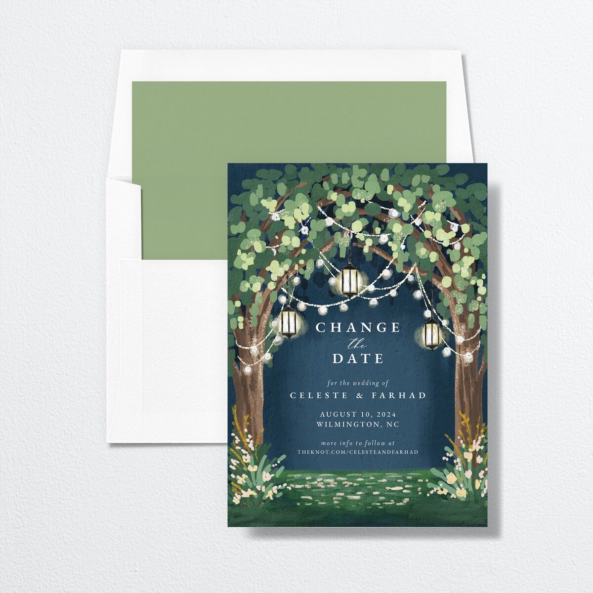 Illuminated Trees Change the Date Cards Moody Blue Signature