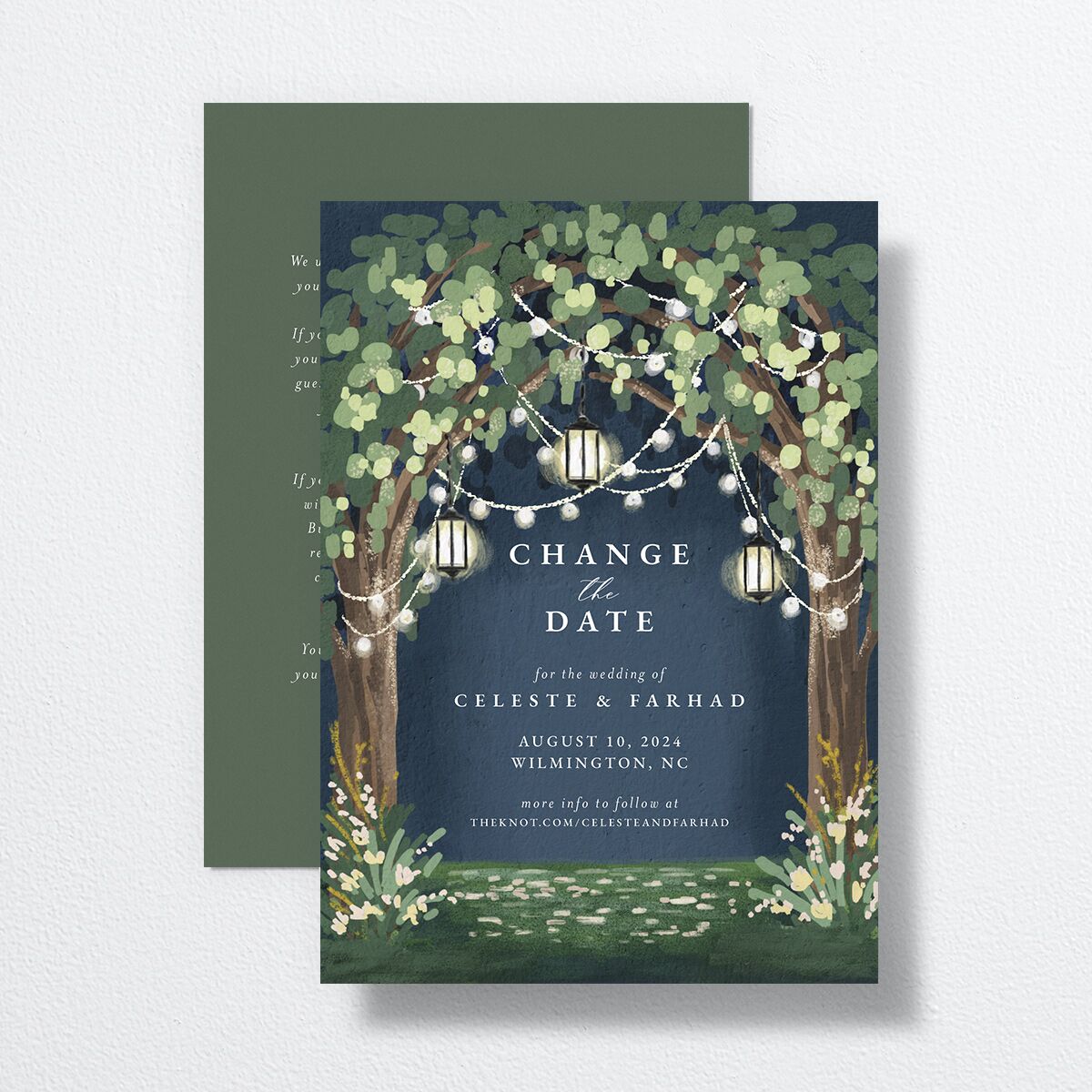 Illuminated Trees Change the Date Cards Moody Blue Signature
