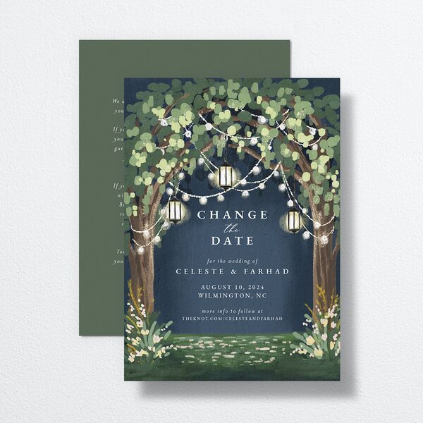 Illuminated Trees Change the Date Cards Moody Blue Signature
