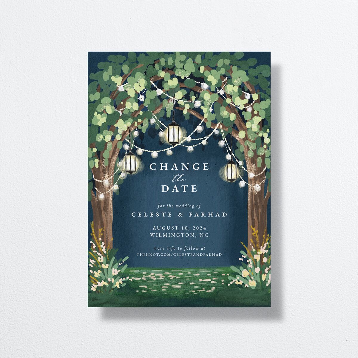 Illuminated Trees Change the Date Cards Moody Blue Signature