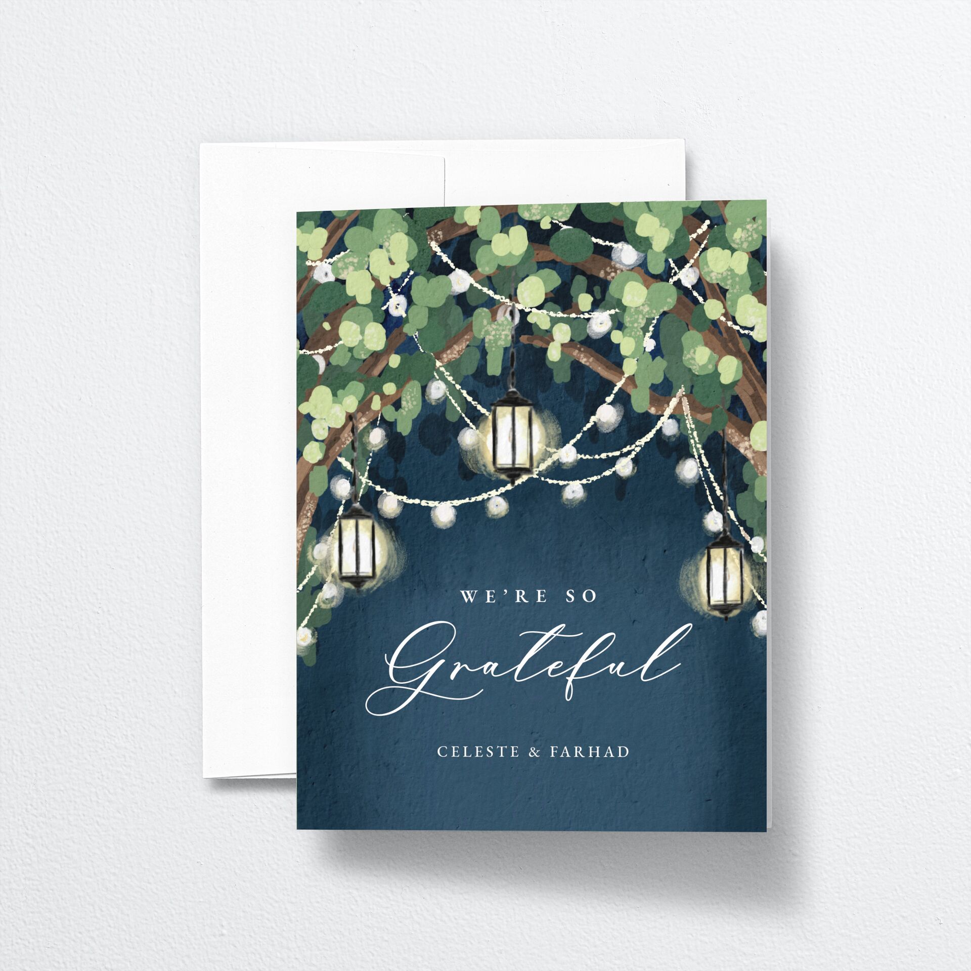 Illuminated Trees Thank You Cards — view 1