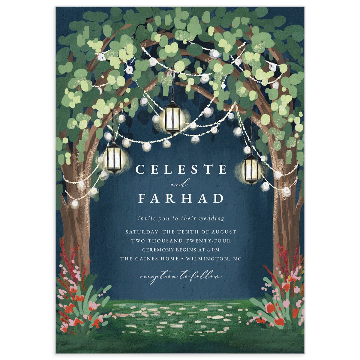 Illuminated Trees Wedding Invitations