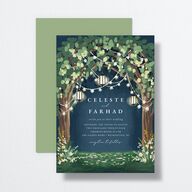 Illuminated Trees Wedding Invitations Moody Blue Signature No Standard