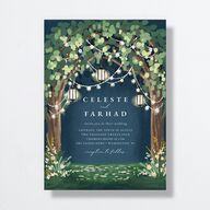 Illuminated Trees Wedding Invitations Moody Blue Signature No Standard