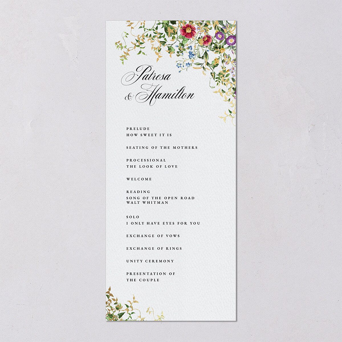 Opulent Garden Foil Wedding Programs — view 6