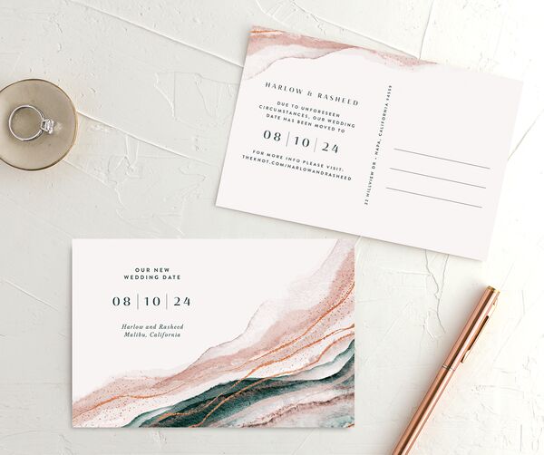 Abstract Wave Change the Date Postcards front-and-back
