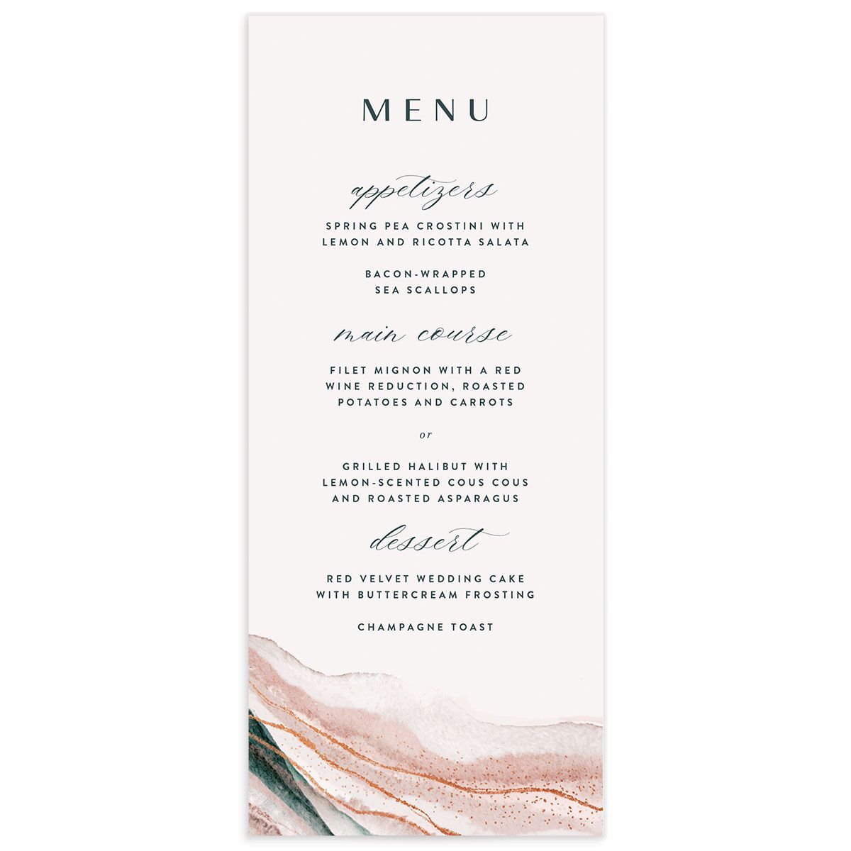 Abstract Wave Menus front in pink