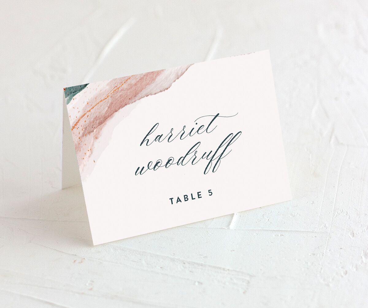 Abstract Wave Place Cards front in pink