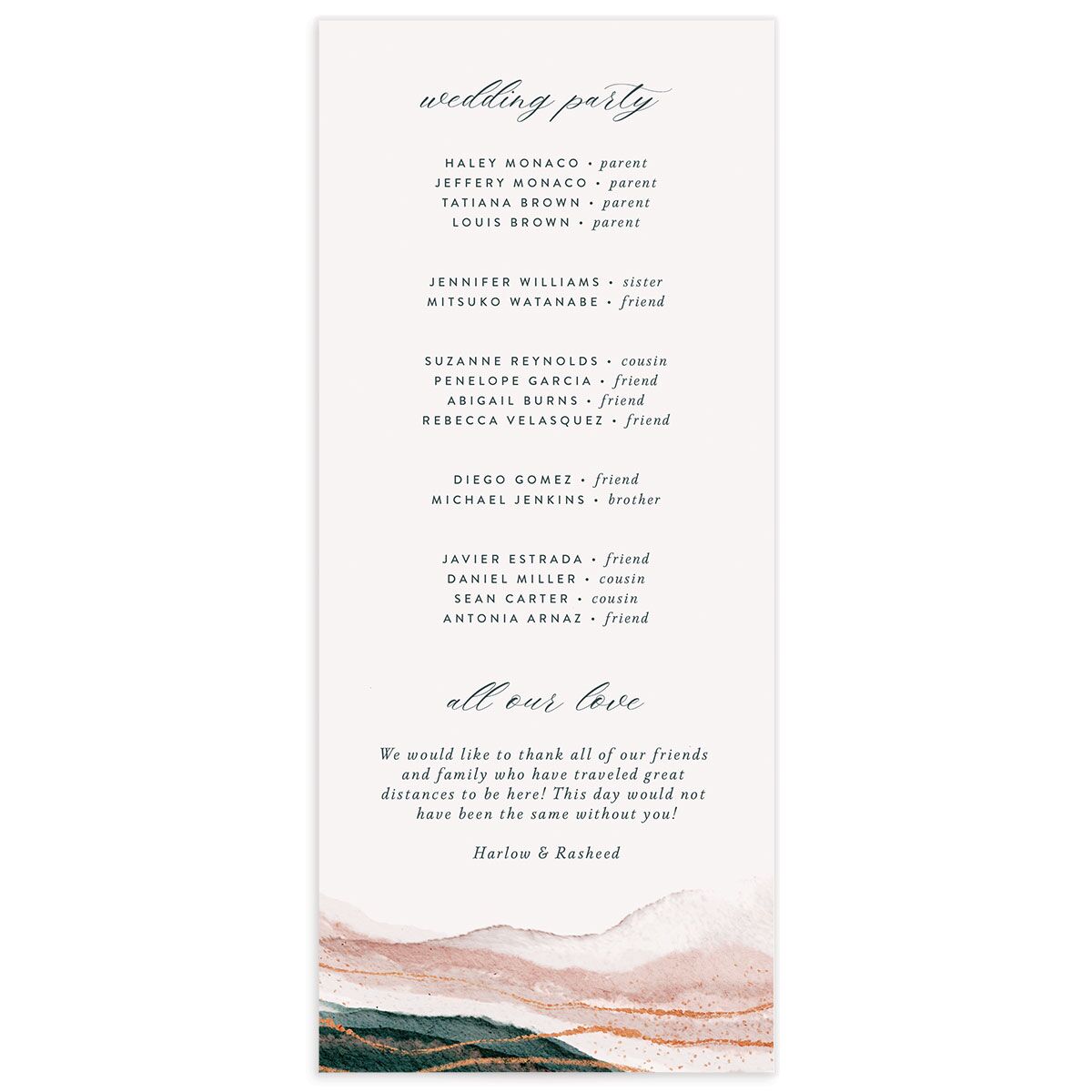 Abstract Wave Wedding Programs back in pink