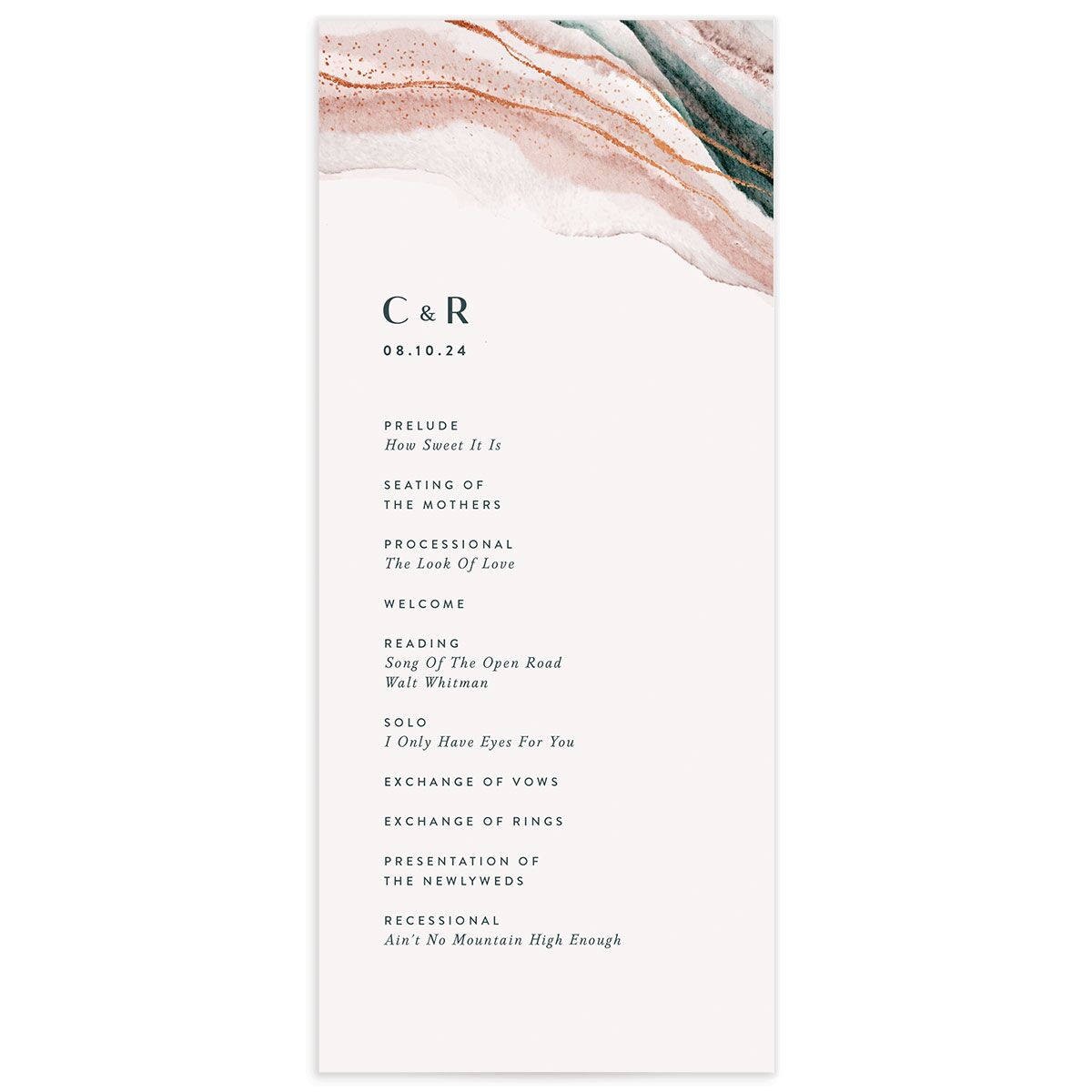 Abstract Wave Wedding Programs front