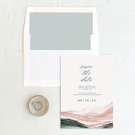 Abstract Wave Save The Date Cards Rose Pink Signature smooth No