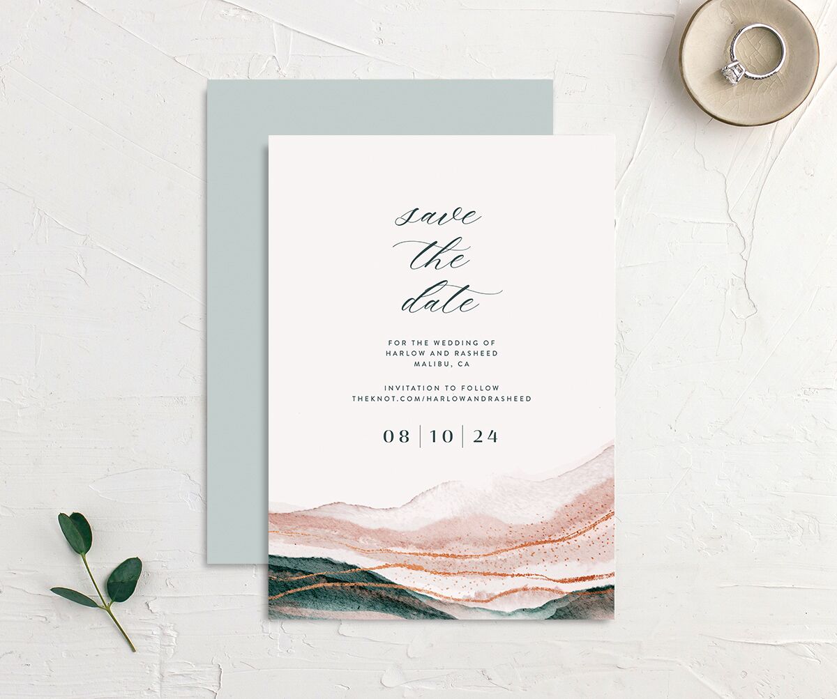 Abstract Wave Save The Date Cards front-and-back