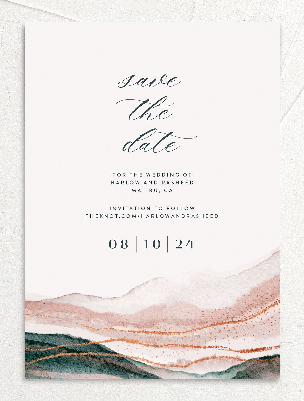 Abstract Wave Save The Date Cards front