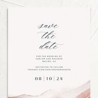 Abstract Wave Save The Date Cards Rose Pink Signature smooth No