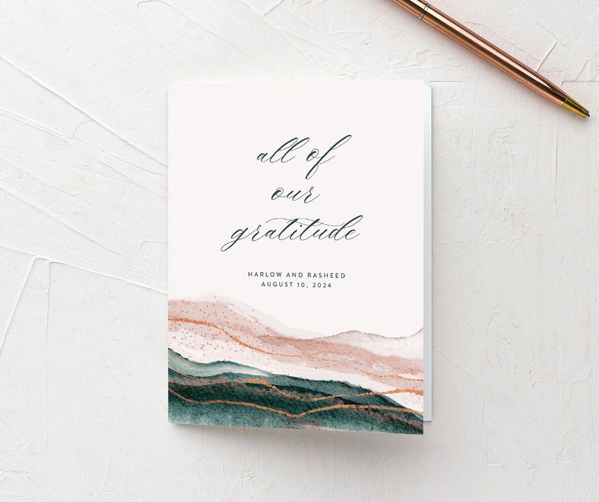 Abstract Wave Thank You Cards front in pink