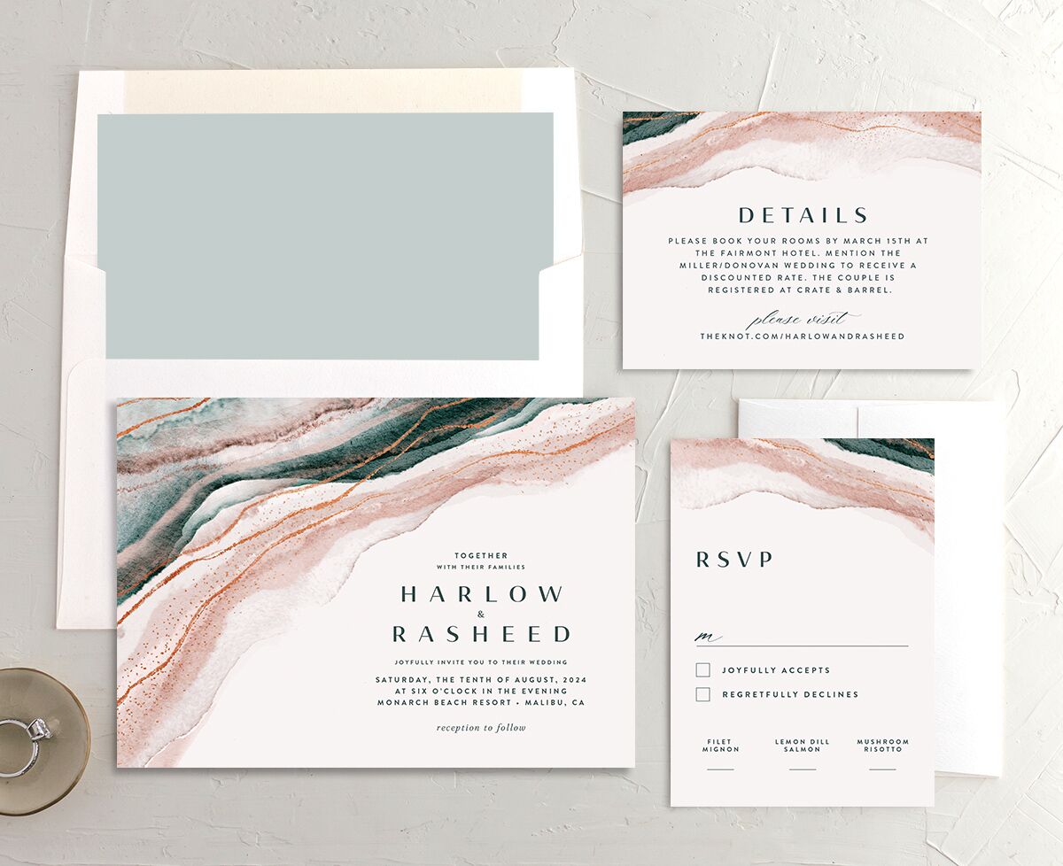Abstract Wave Wedding Invitation suite