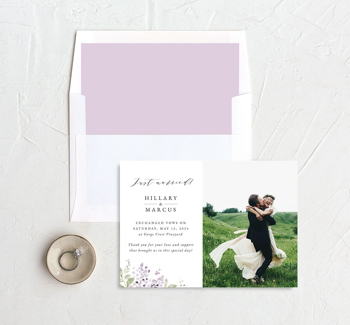 Delicate Lilac Change the Date Cards Amethyst Signature