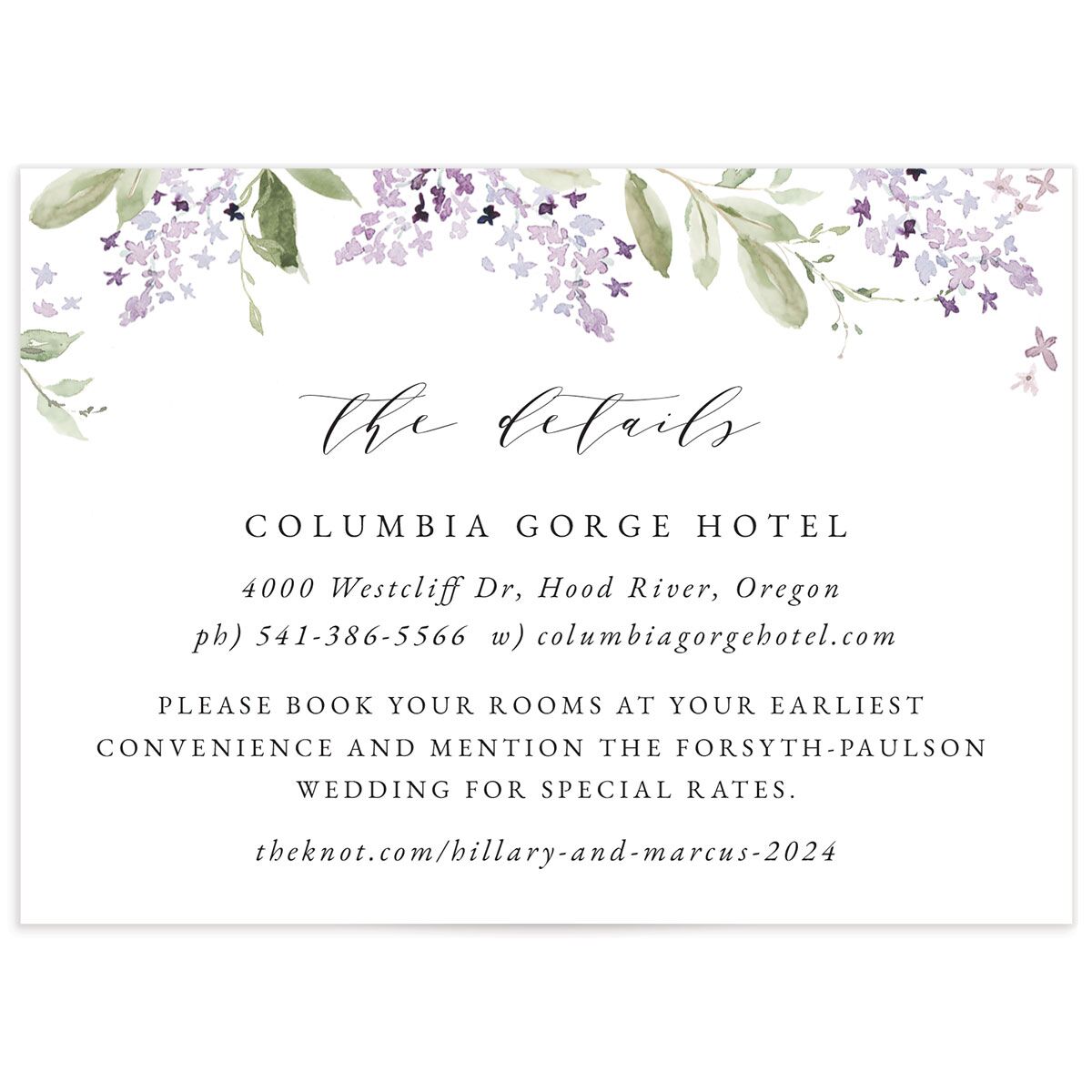 Delicate Lilac Wedding Enclosure Cards
