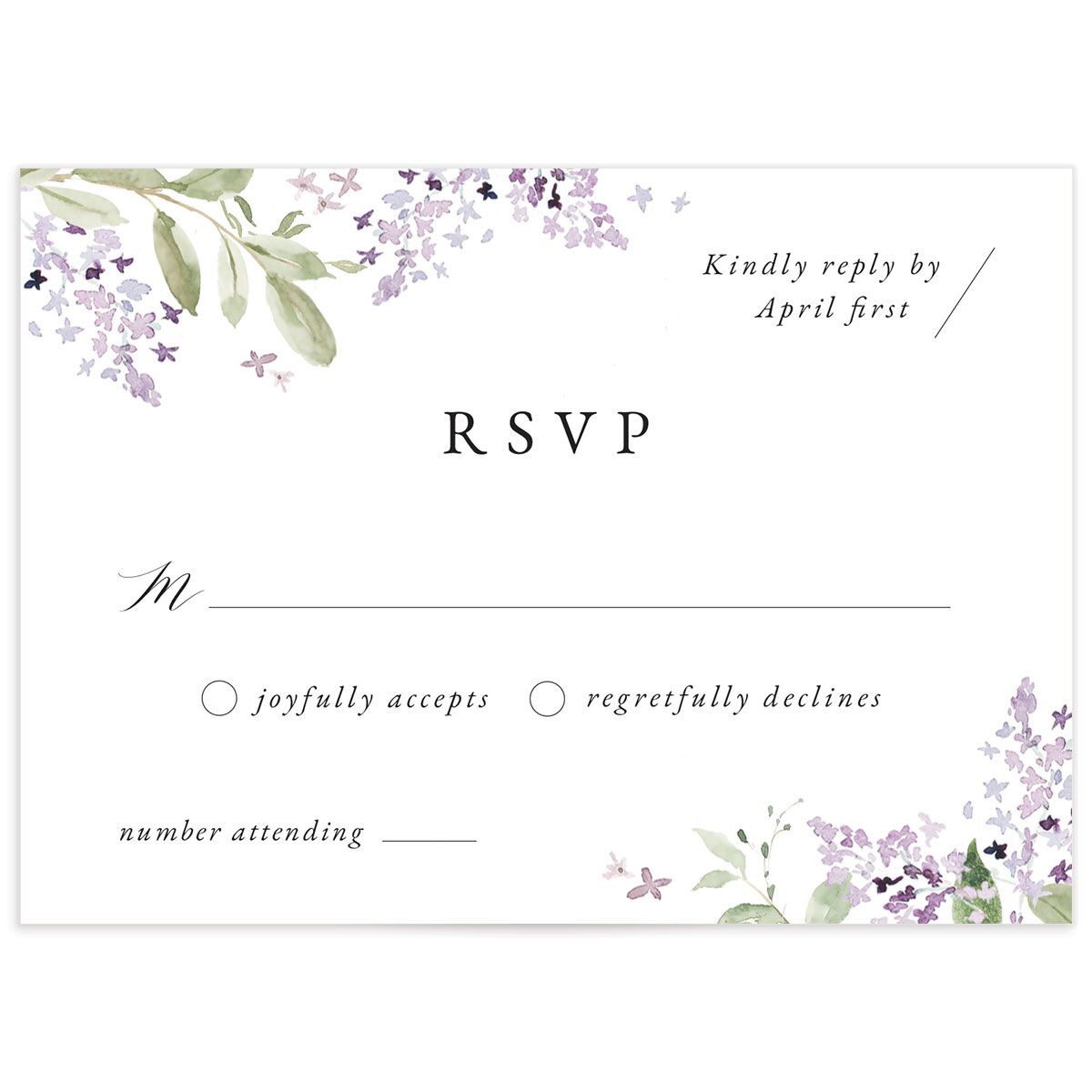 Delicate Lilac Wedding Response Cards
