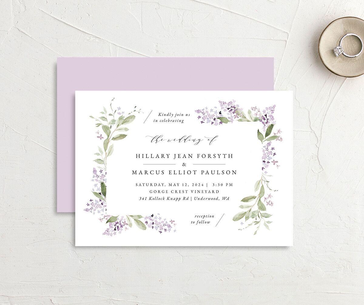 Delicate Lilac Wedding Invitations Amethyst Signature No