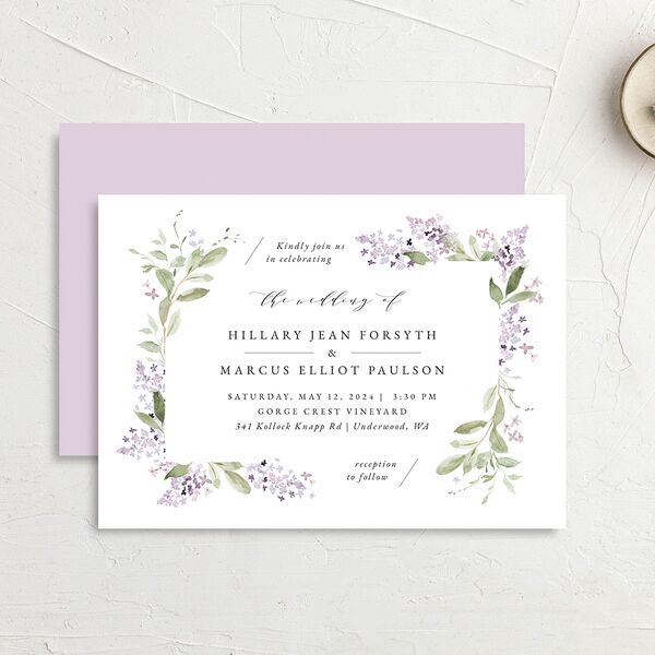 Delicate Lilac Wedding Invitations Amethyst Signature No