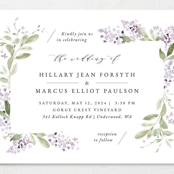 Delicate Lilac Wedding Invitations Amethyst Signature No