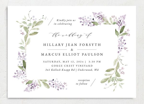 Delicate Lilac Wedding Invitations front