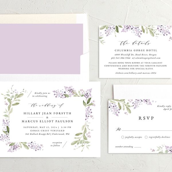 Delicate Lilac Wedding Invitations Amethyst Signature No