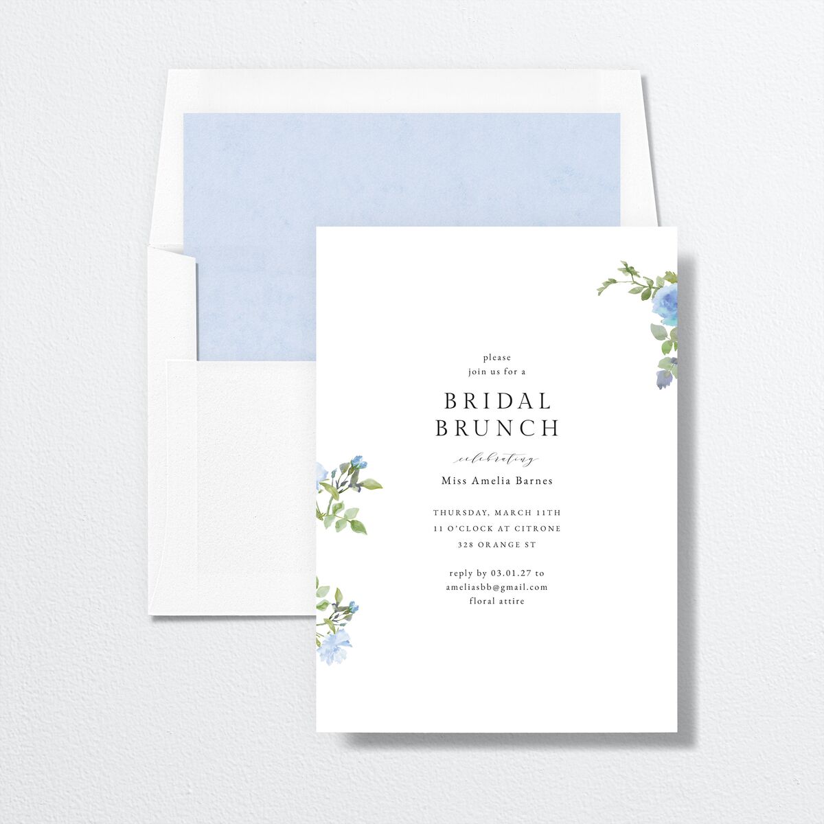 Minimal Floral Bridal Shower Invitations  Ocean Signature Standard