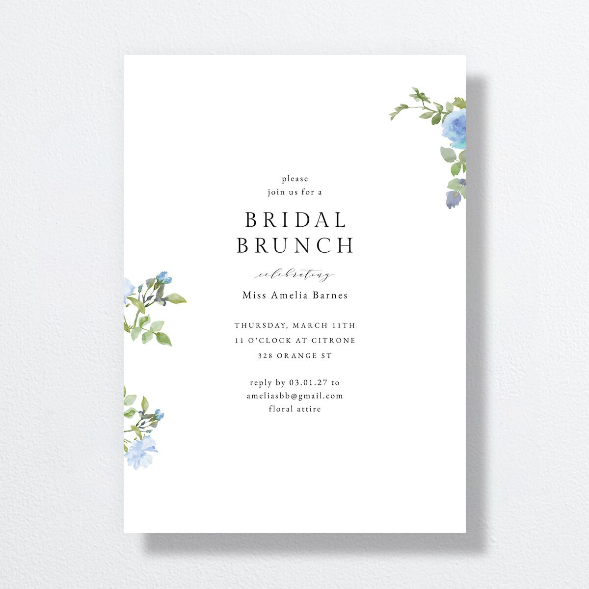 Minimal Floral Bridal Shower Invitations  Ocean Signature Standard