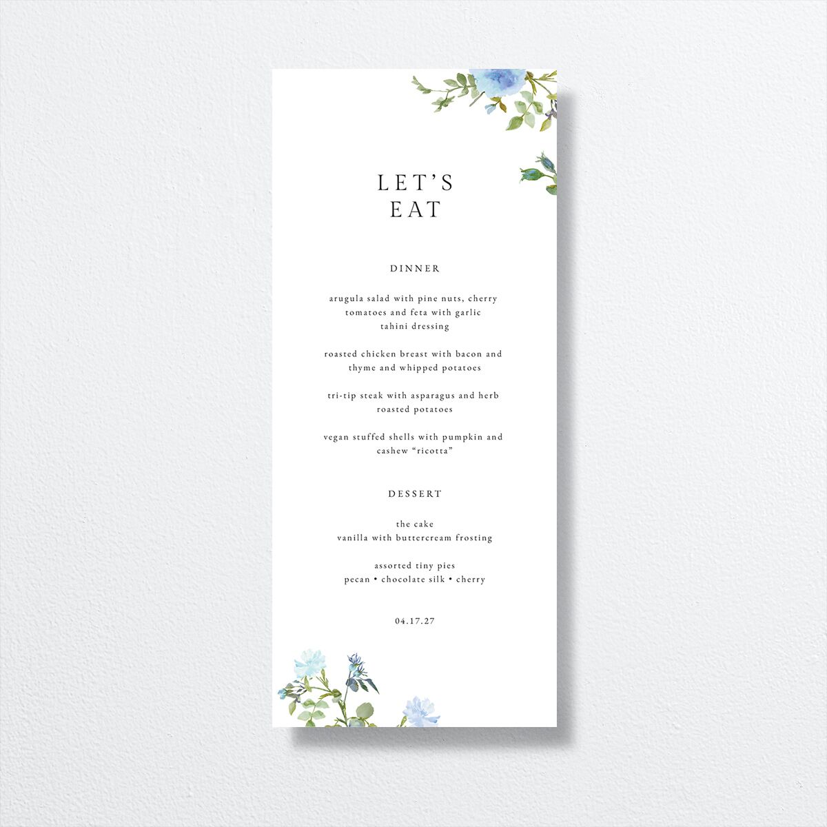 Minimal Floral Menus Ocean Signature