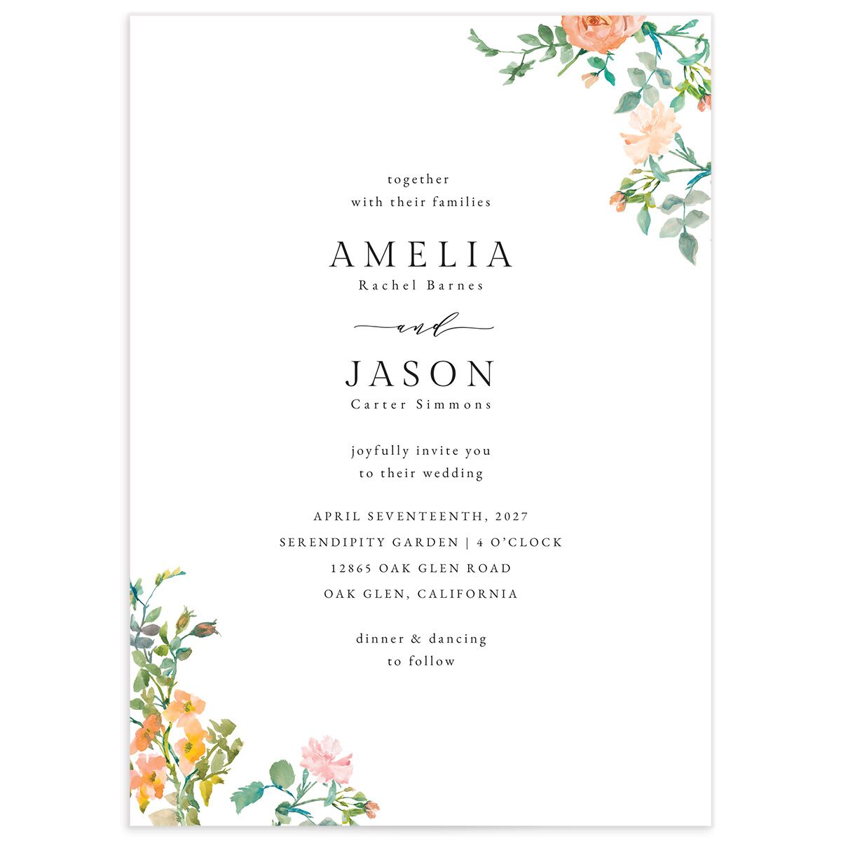 Minimal Floral Wedding Invitations