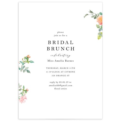 Simple Blossom Bridal Shower Invitations - Orange
