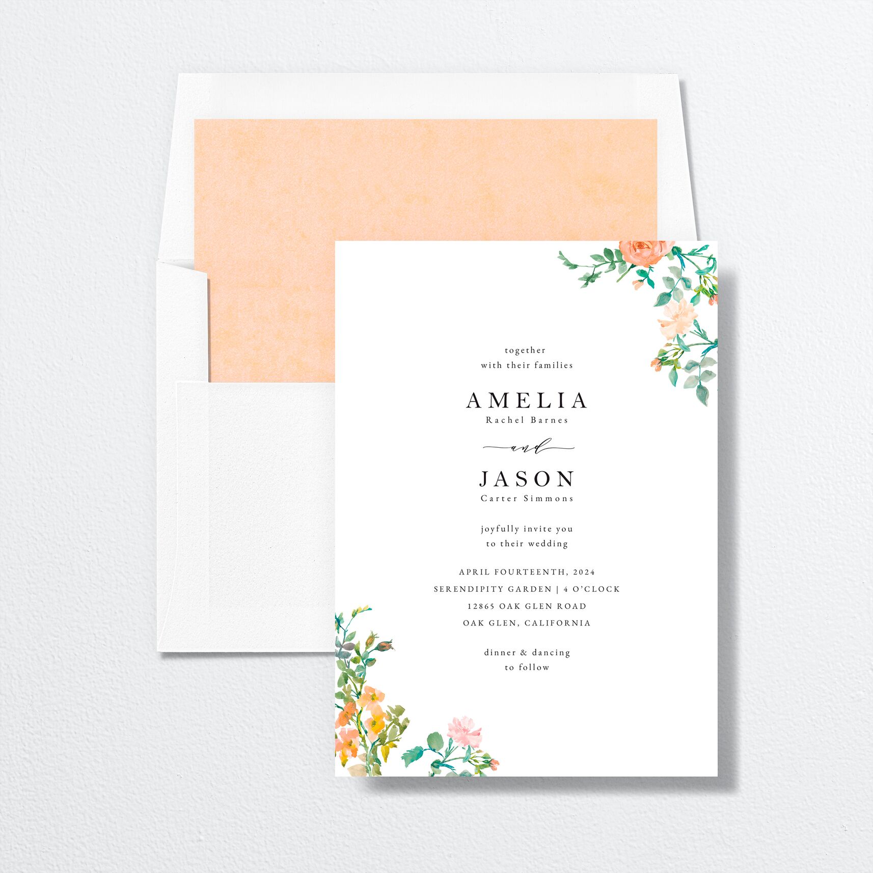 Simple Blossom Envelope Liners envelope-and-liner in orange