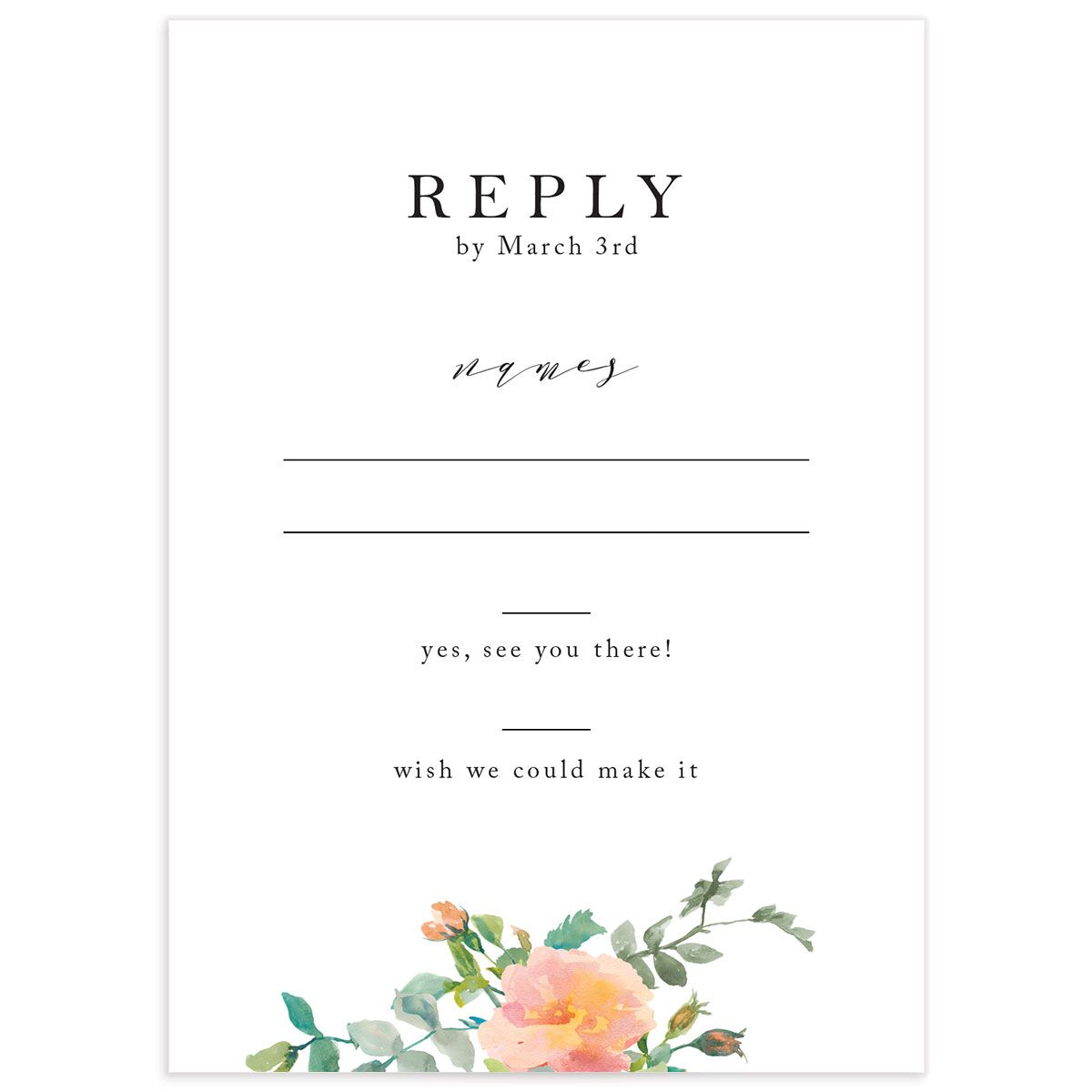 Simple Blossom Wedding Response Cards