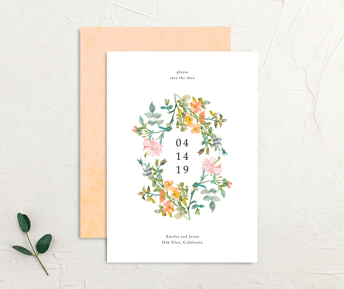 Simple Blossom Save the Date Cards front-and-back