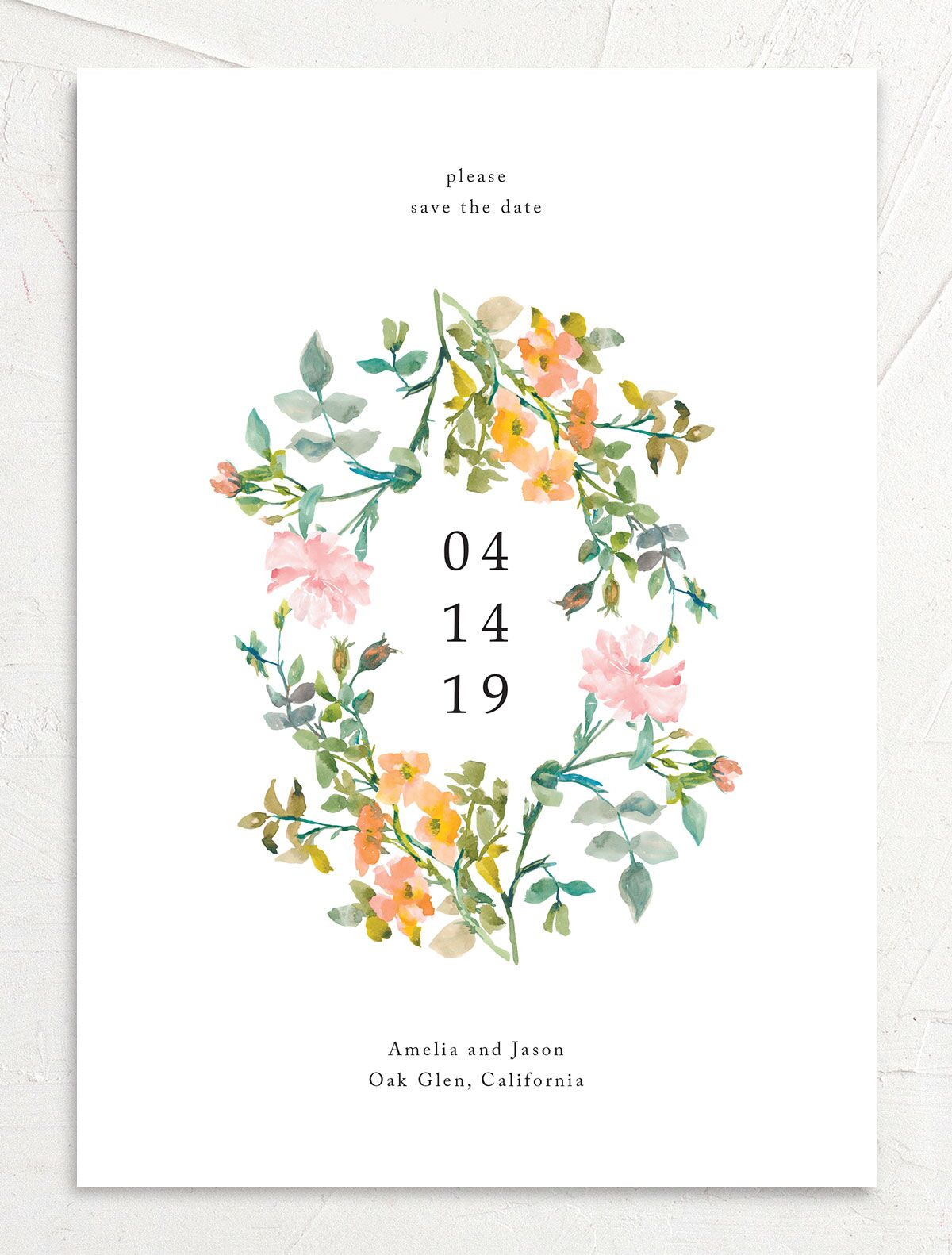 Simple Blossom Save the Date Cards front
