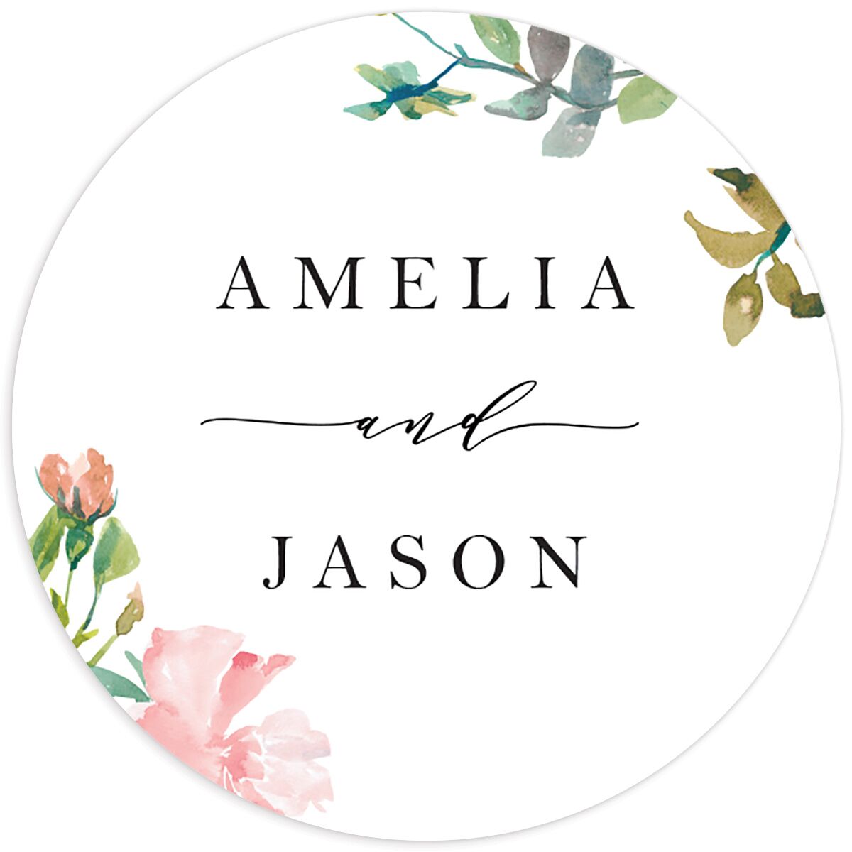 Simple Blossom Wedding Stickers front