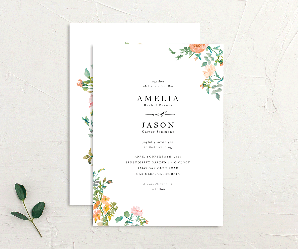 Simple Blossom Wedding Invitations Pumpkin Signature No