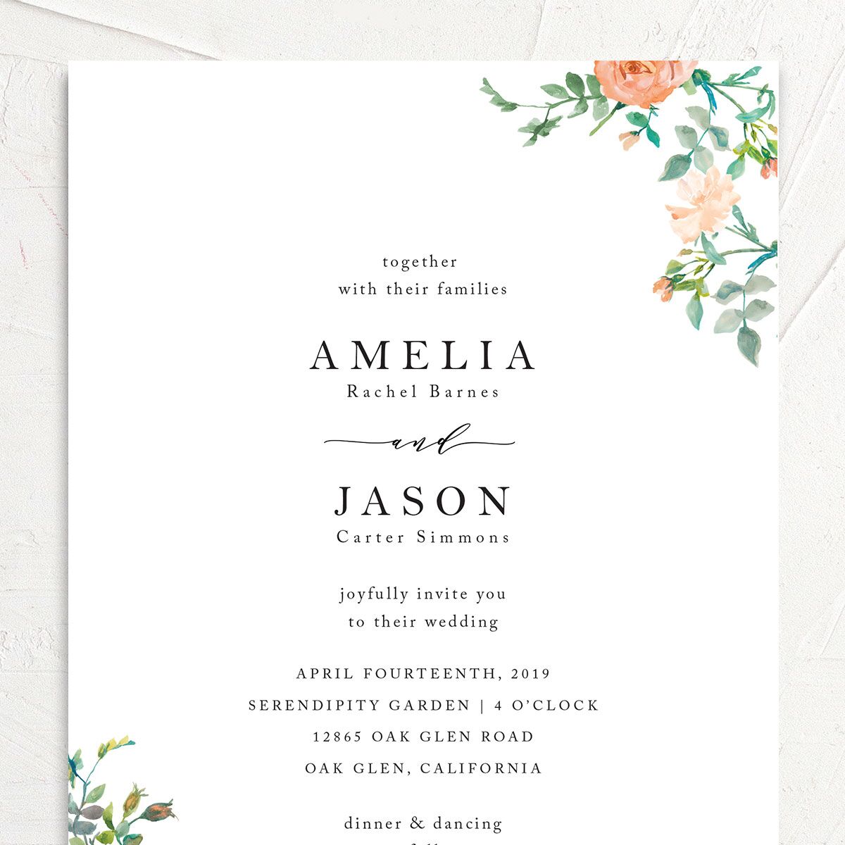 Simple Blossom Wedding Invitations Pumpkin Signature No