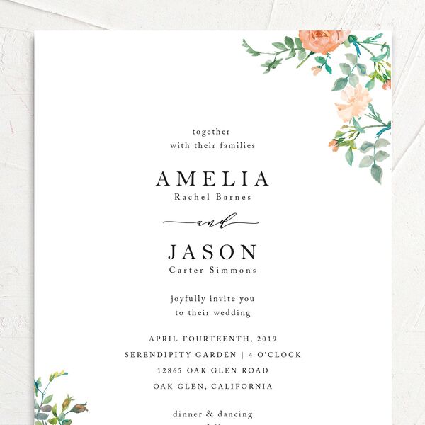 Simple Blossom Wedding Invitations Pumpkin Signature No