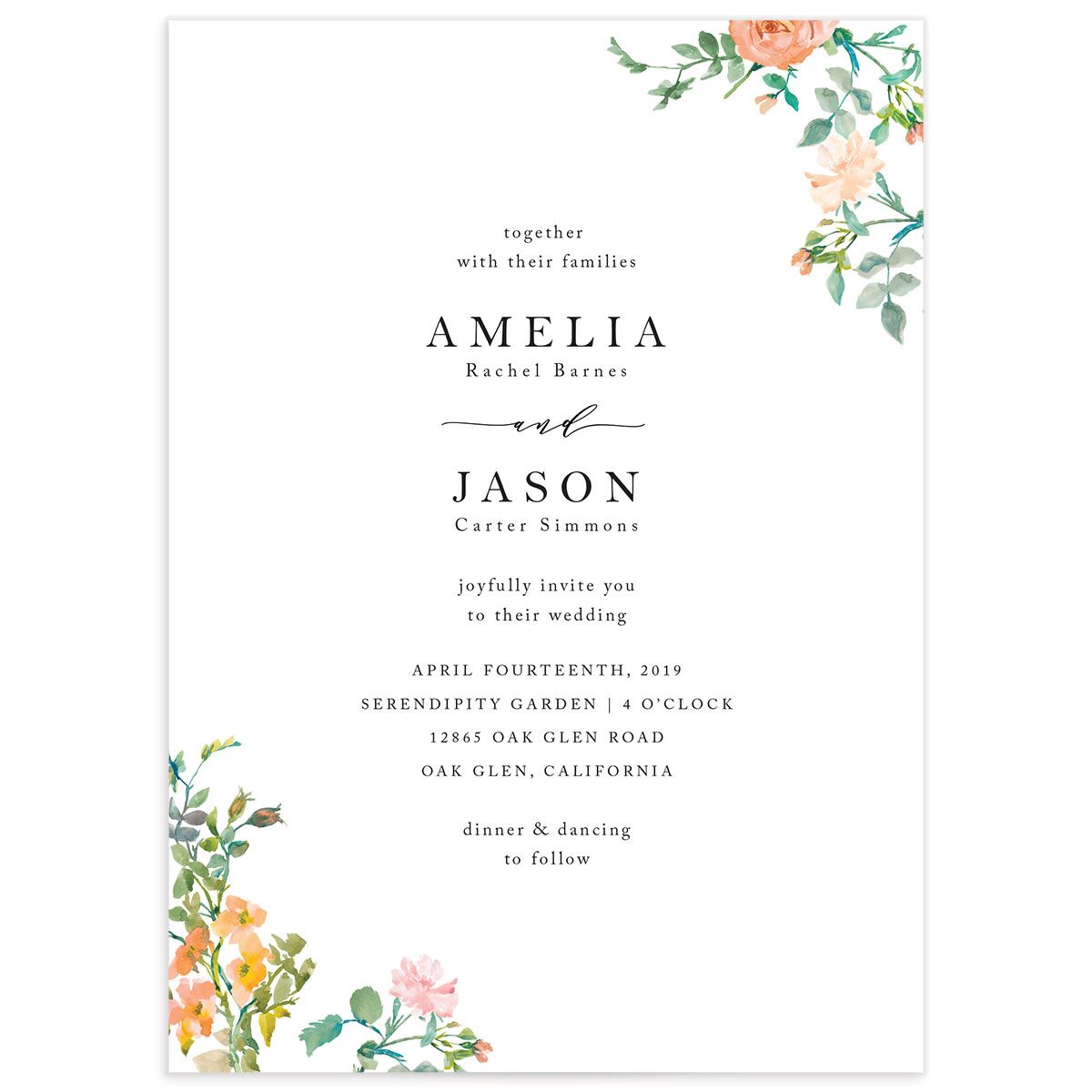 Simple Blossom Wedding Invitations