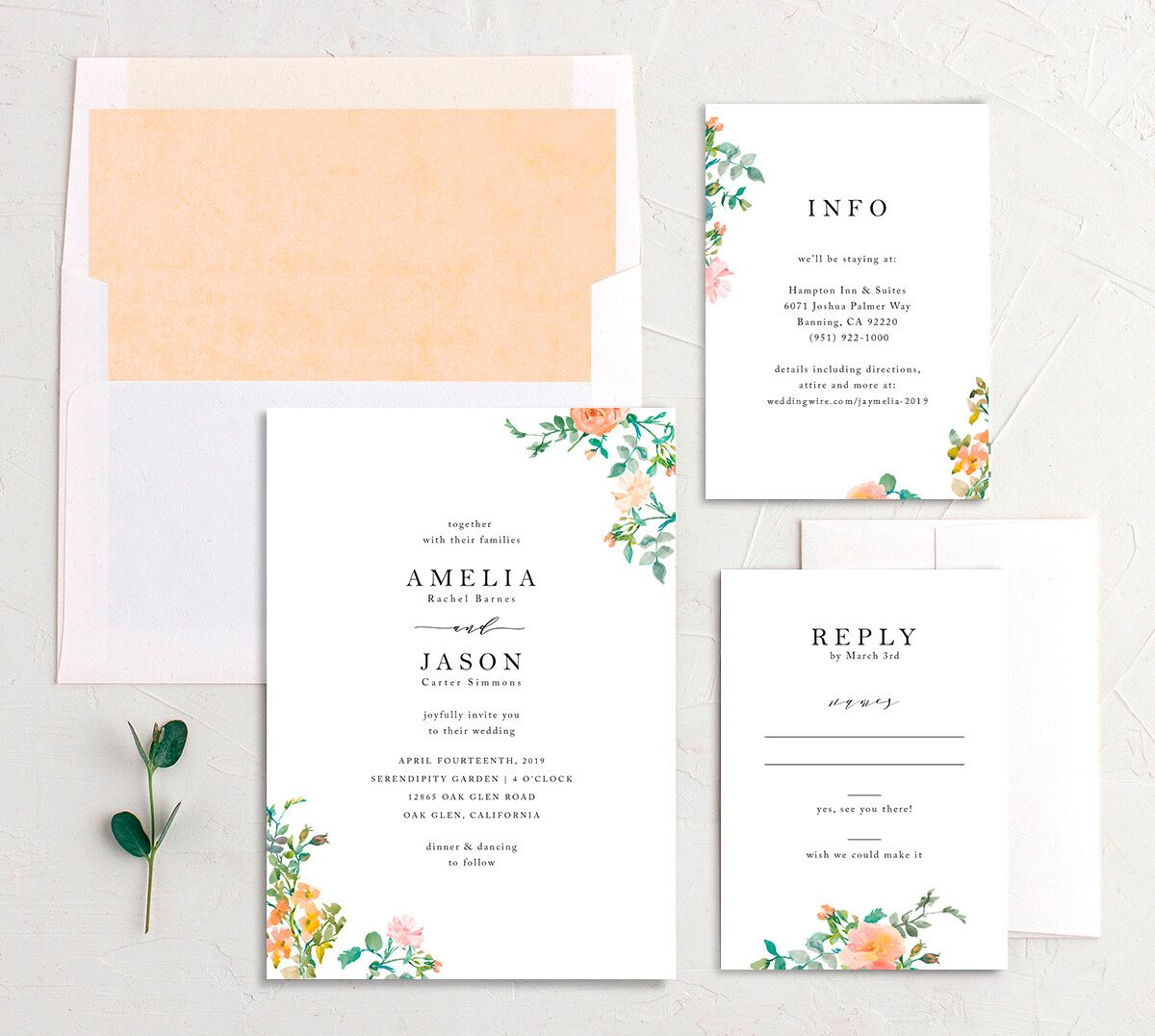 Simple Blossom Wedding Invitations Pumpkin Signature No