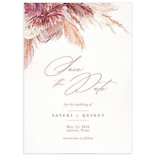 Pampas Elegance Save The Date Cards Rose Gold Signature smooth No