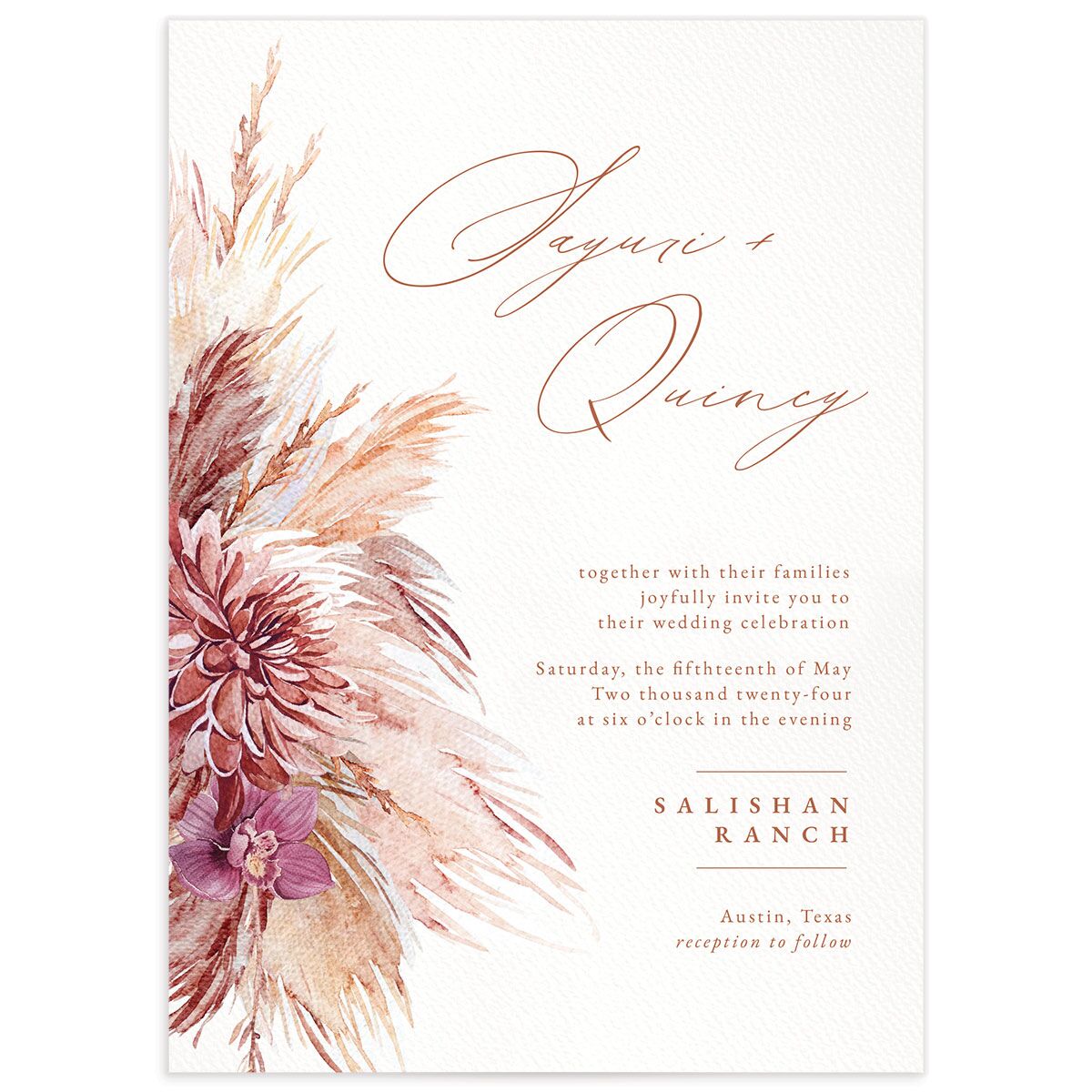Pampas Elegance Wedding Invitations