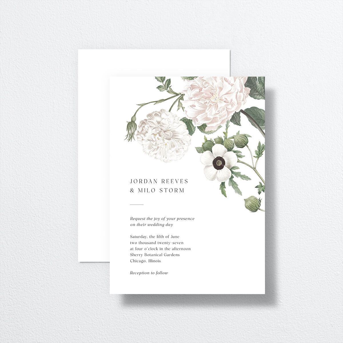 Vintage Peony Wedding Invitations Pure White Signature No